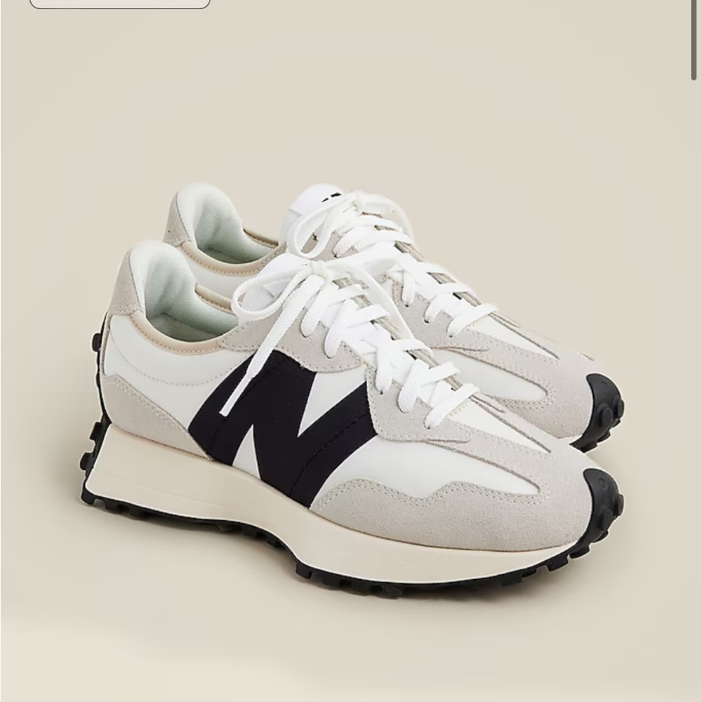 New Balance 327 Cream and Black Athletic Shoes